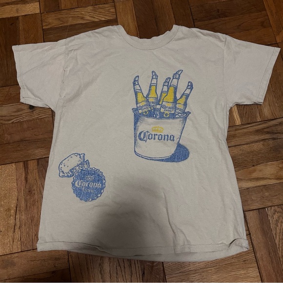 Corona Cream Tee with Blue Graphic - Picture 1 of 4